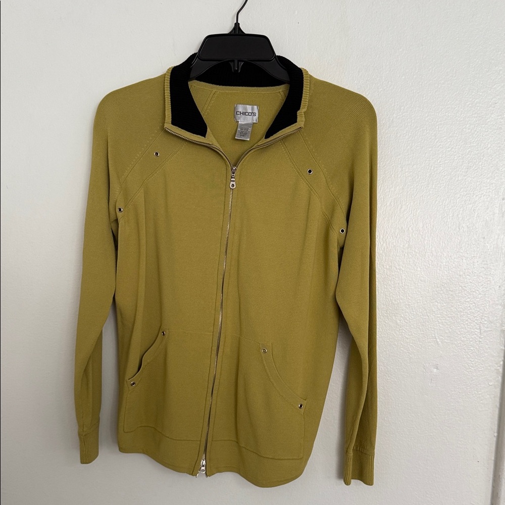 Chico's Mustard Yellow Men's Zip-Up Sweater
